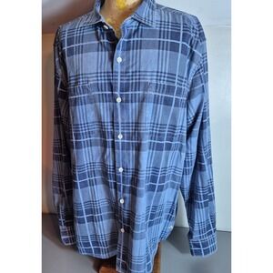 Tommy Bahama Mens Button-Up Double-Pocket Shirt XXL Blue Check Cotton India